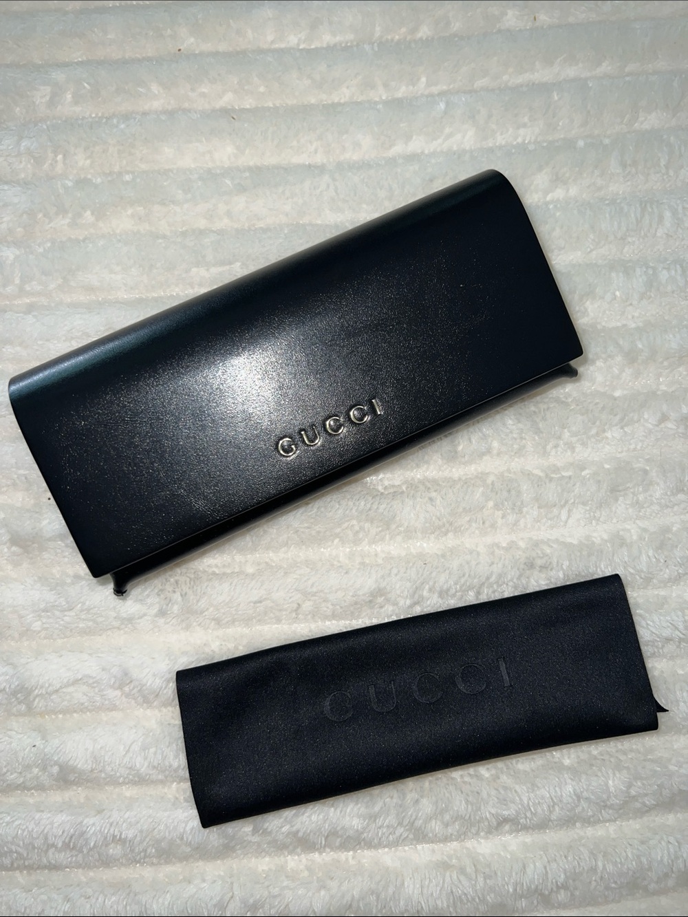 Gucci Black Hard Eyewear Case with Matching Black Pouch